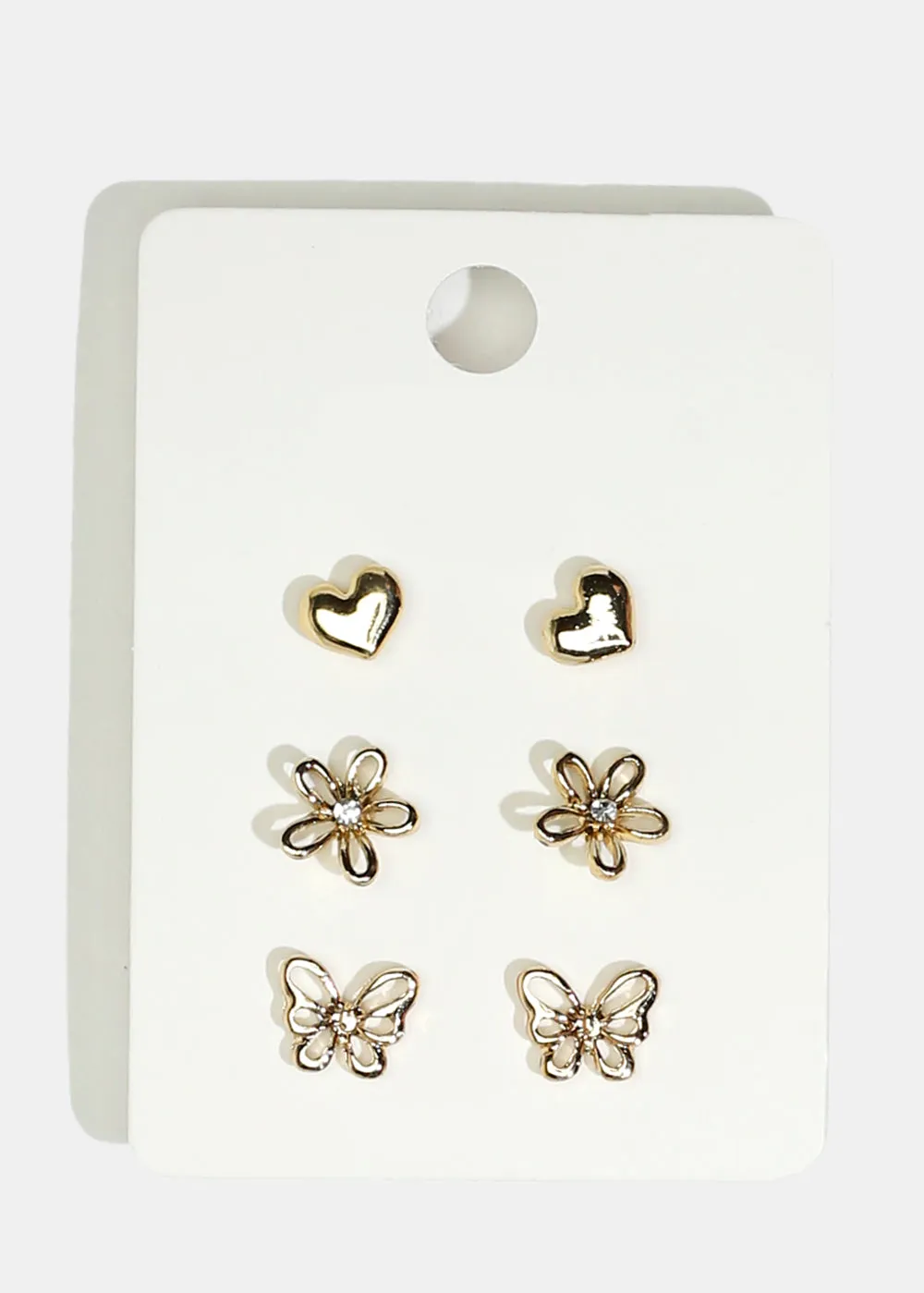 3-Pair Summer Stud Earrings