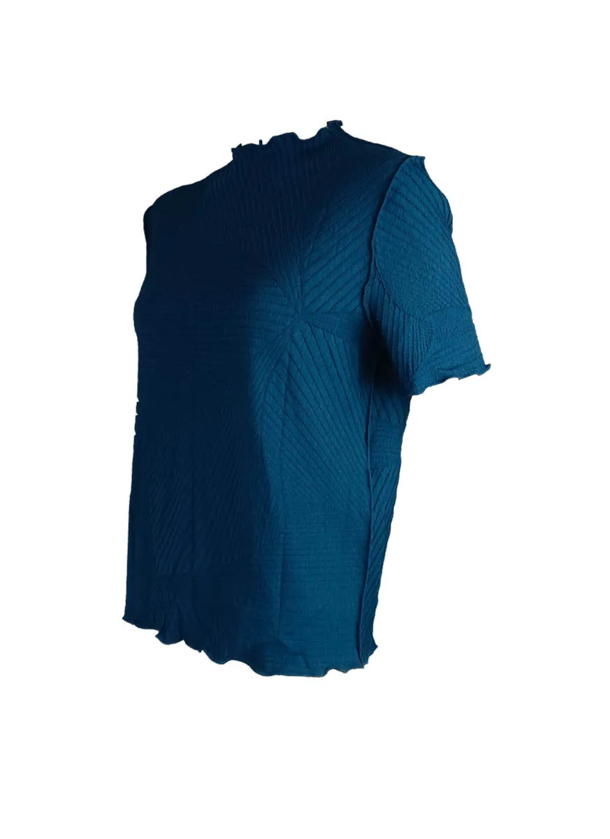 3240032 Texture Pleated Top *Turquoise