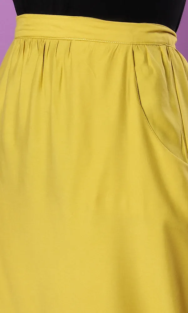 34556 Zipped Back Basic Goldenrod Maxi Skirt