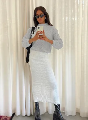 Abercairn Knit Maxi Skirt White