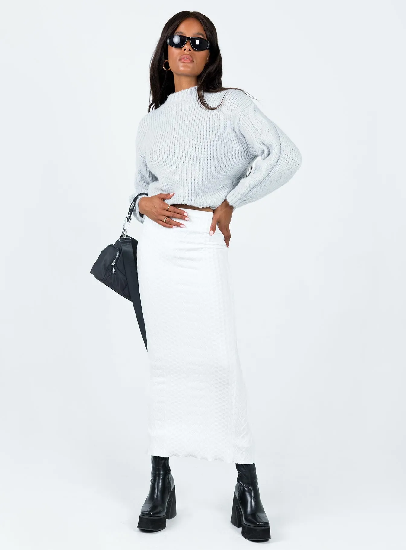 Abercairn Knit Maxi Skirt White