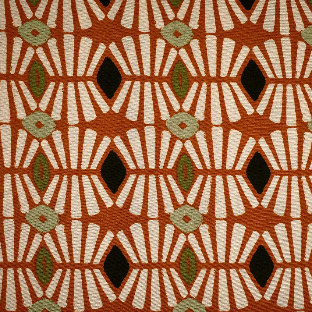 Abstract Geometric Rayon Challis Rust/Natural