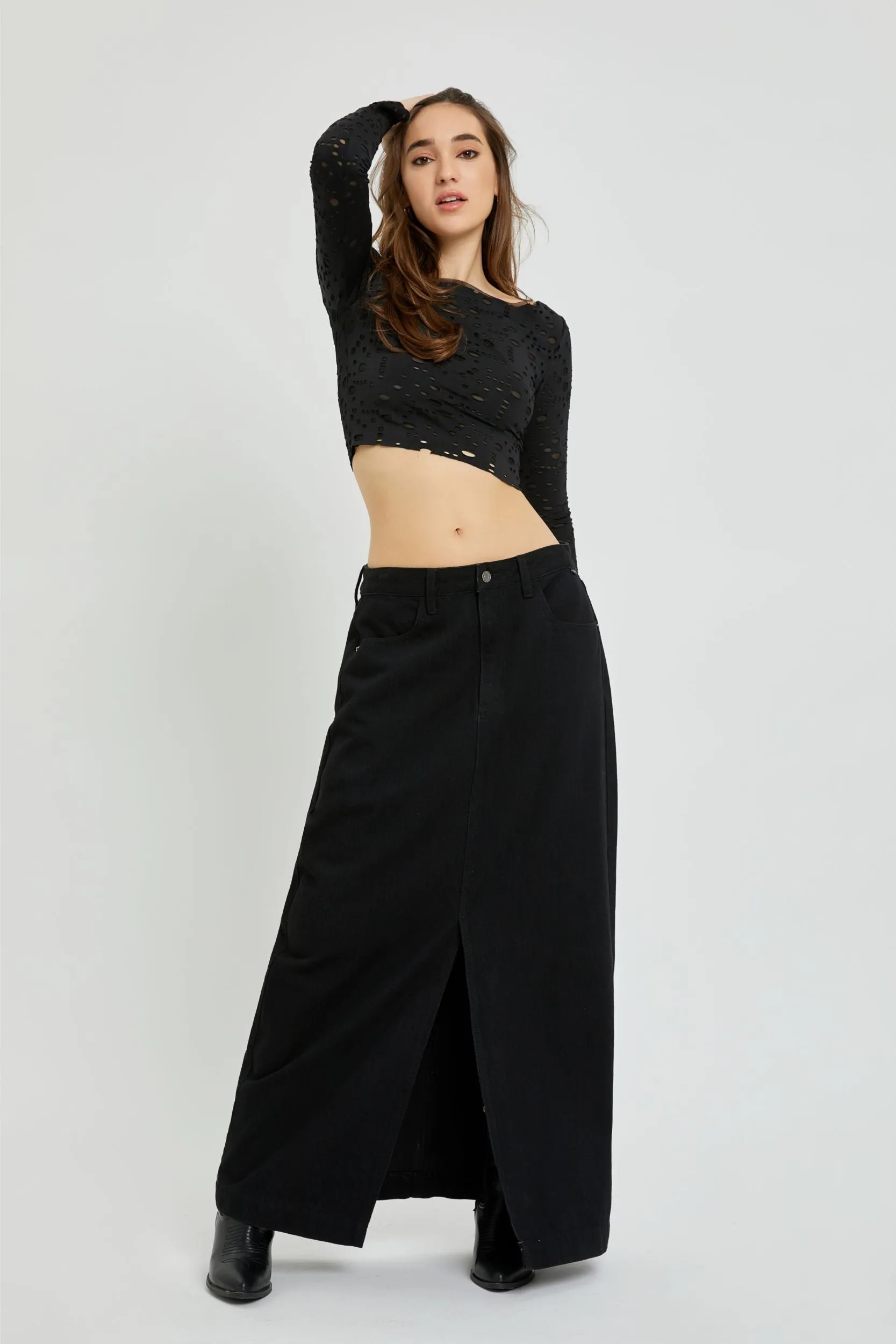 Basic Mid Waisted Maxi Skirt