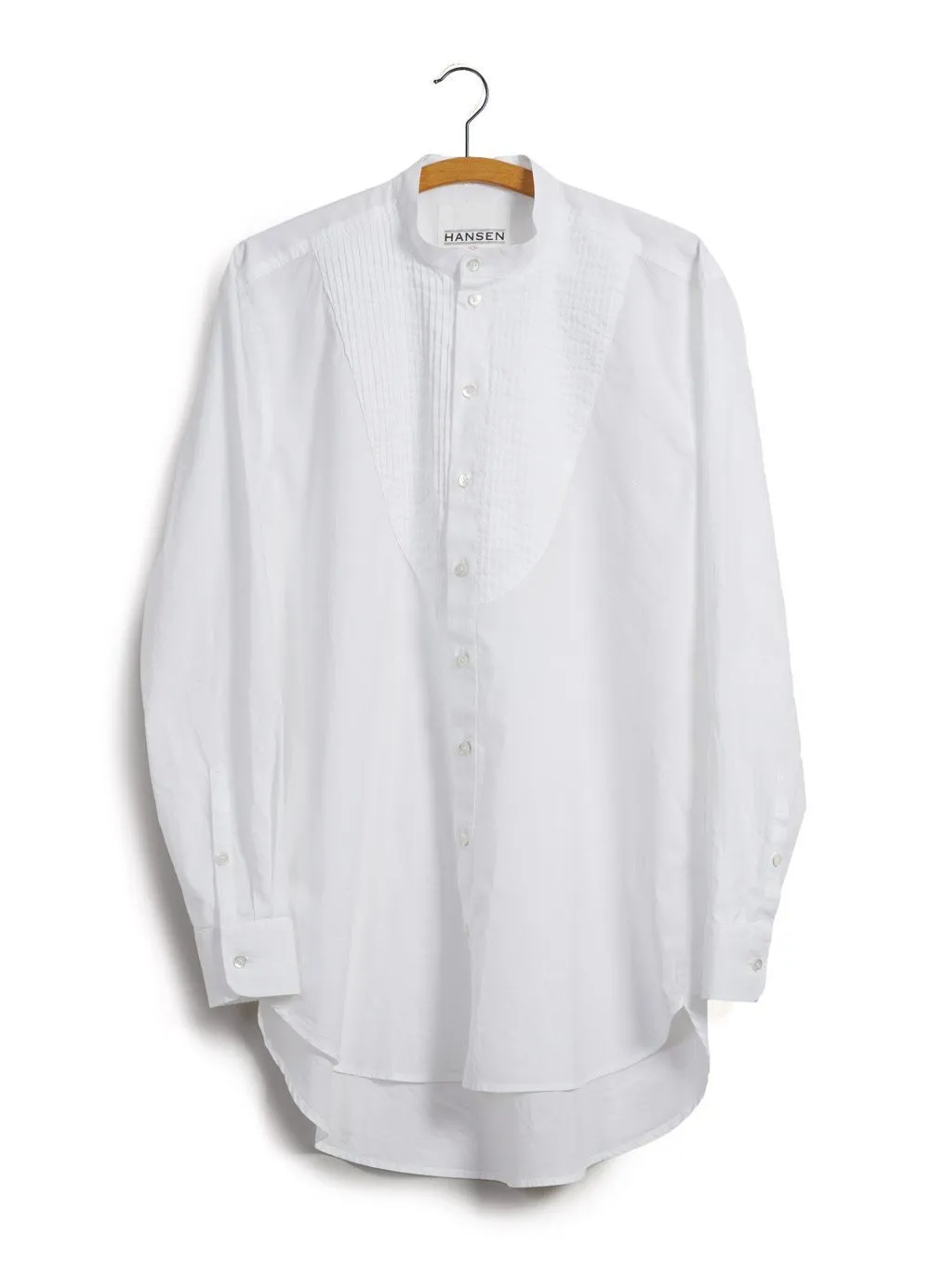 BASSE | Pleated Bib Shirt | White