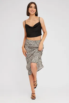 Beige Animal Print Slip Skirt Maxi