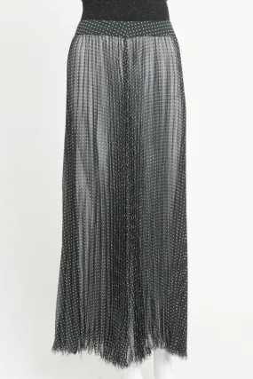 Black and White Polkadot Silk Maxi Skirt