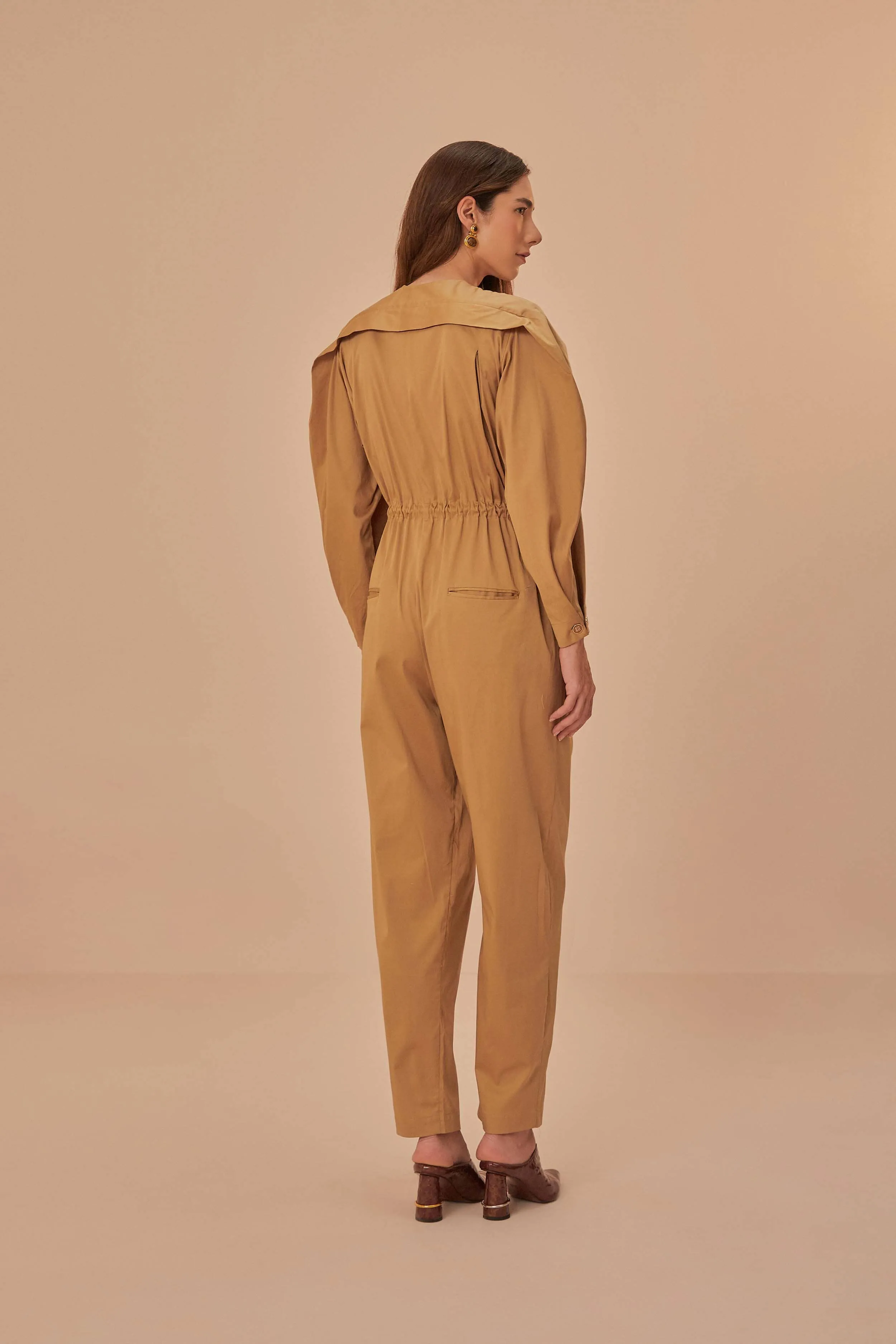 Brown Raglan Sleeve Jumpsuit