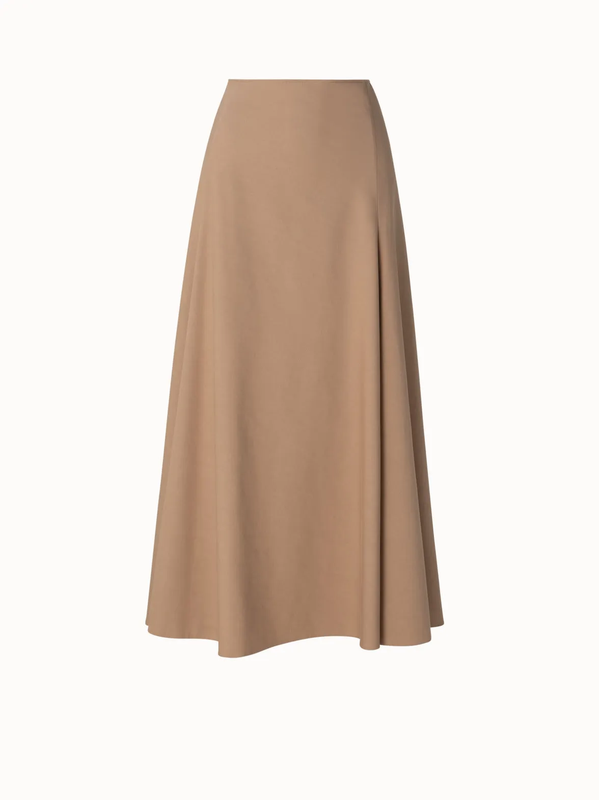 Cotton Gabardine Flared Maxi Skirt