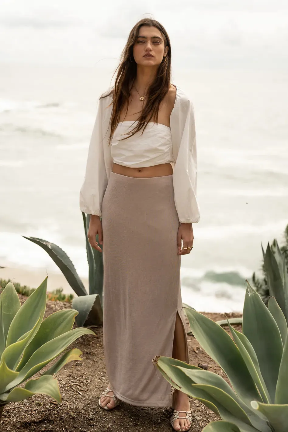 Davina Maxi Skirt in Taupe