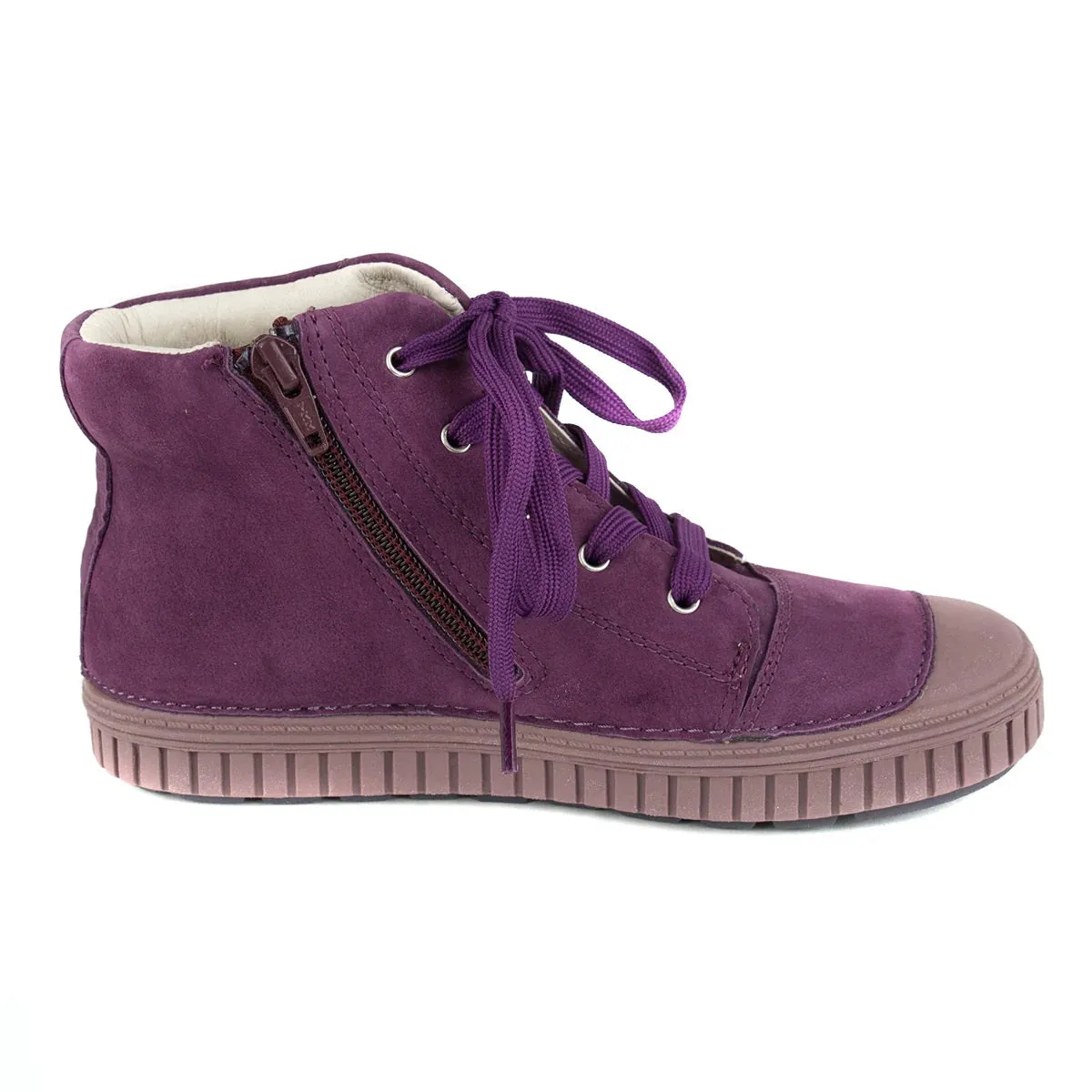 D.D. Step Big Kid Girl High-Top Shoes Purple With Silver Star Decor - Supportive Leather From Europe Kids Orthopedic