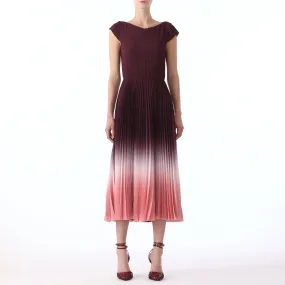 DIP DYE MAROCAINE CREPE PLEATED DRESS