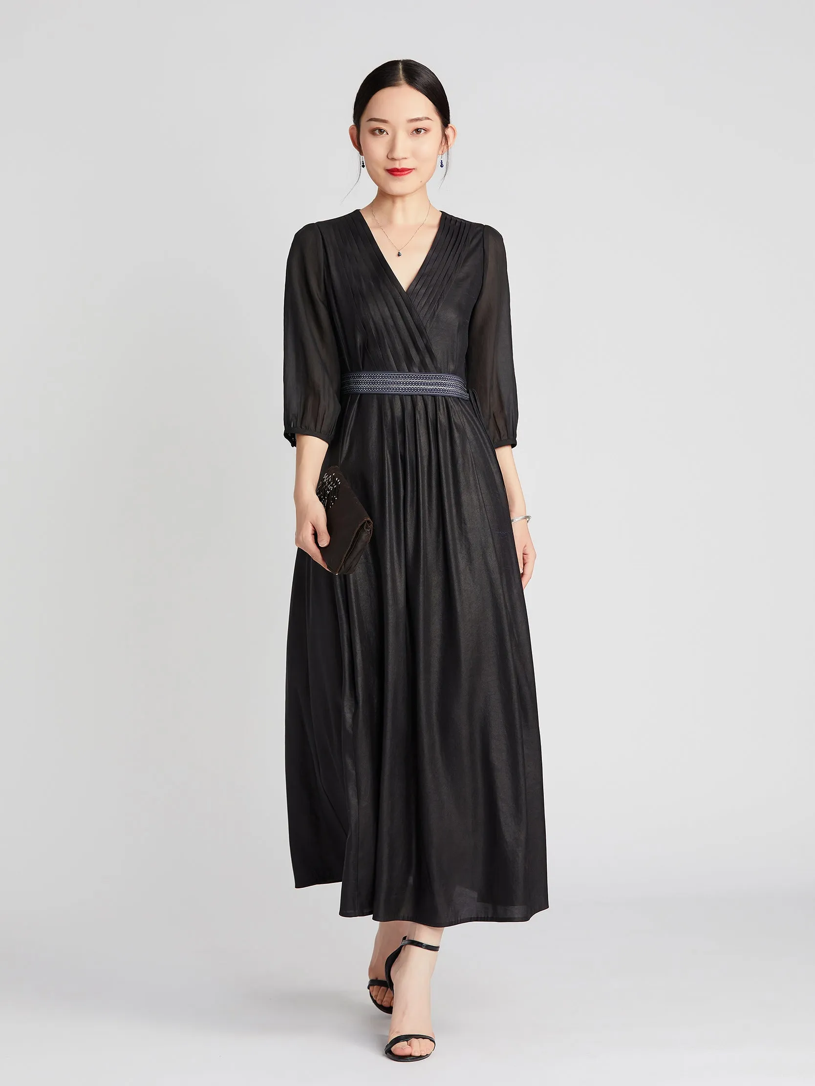 Elastic Pleated TANGY Silk Dress