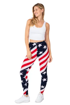 Exclusive Women's American Flag Microfiber Leggings