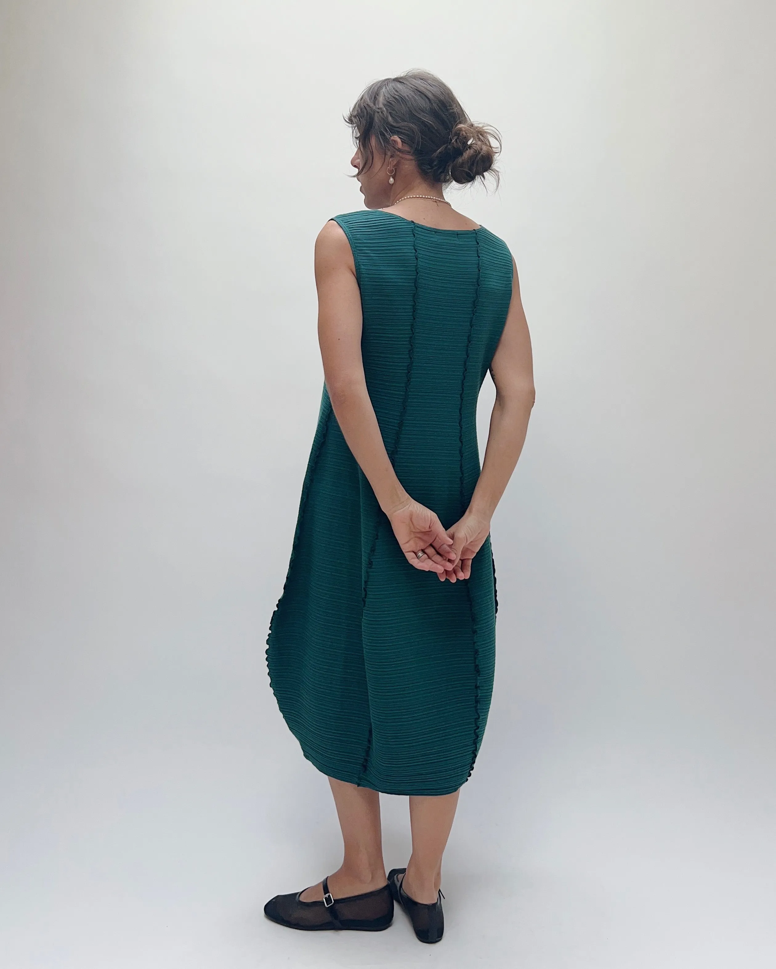 Fenini | Pleated Seam Dress in Teal