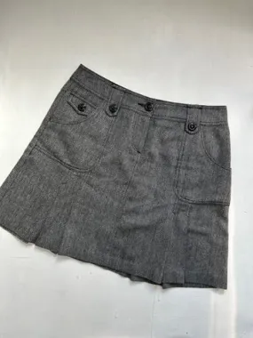 Grey pleated low rise y2k 90s vintage mini skirt (M)