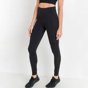 Highwaist Ribbed Burnout Mesh Contrast Leggings