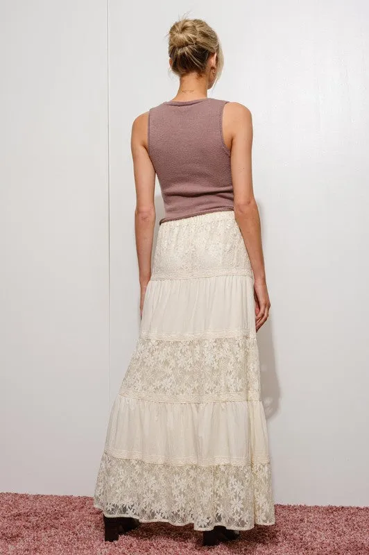 Lace Tiered Maxi Skirt