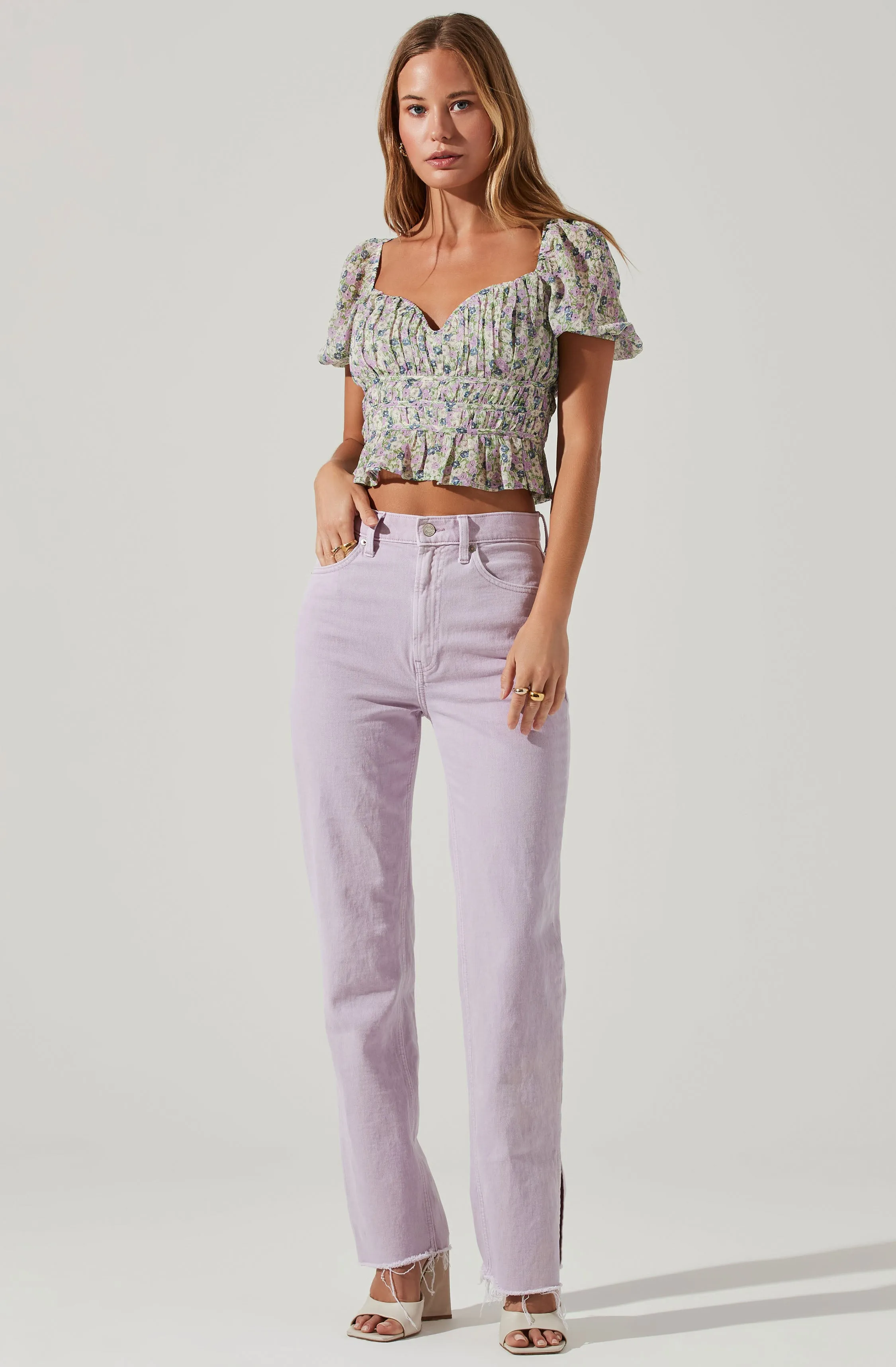 Leigh Floral Pleated Puff Sleeve Top