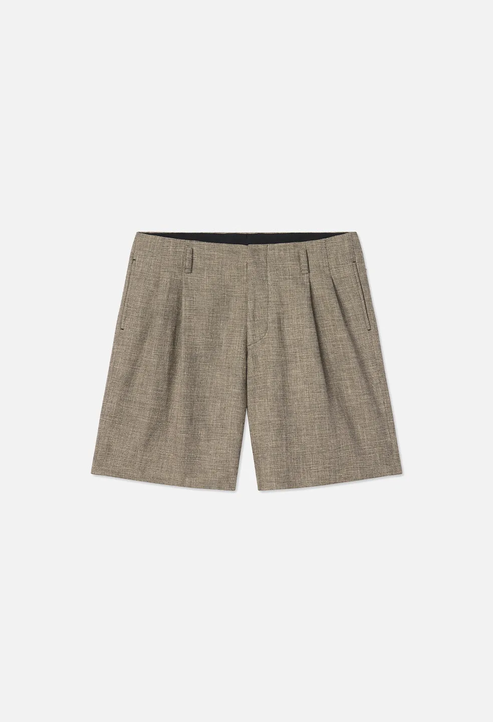 Linen Double Pleated Shorts / Tan