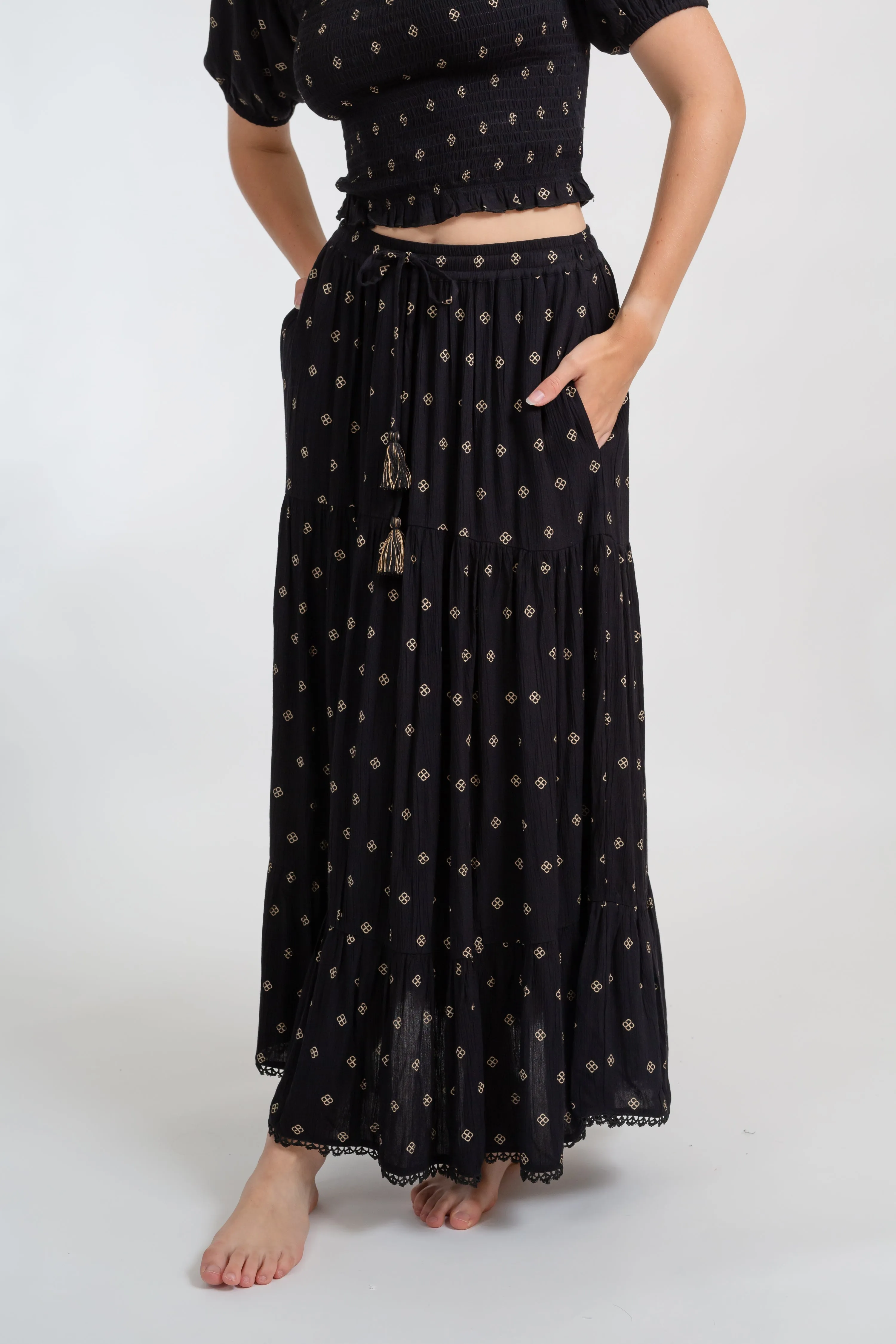 Miami Shine Tiered Maxi Skirt