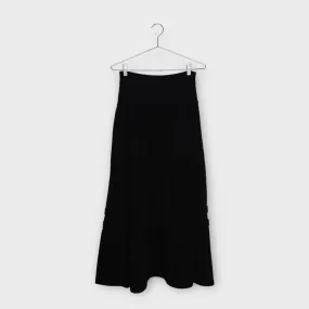 MM6 Black Tiered Jersey Maxi Skirt