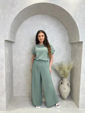 Pleated Top And Trouser Set