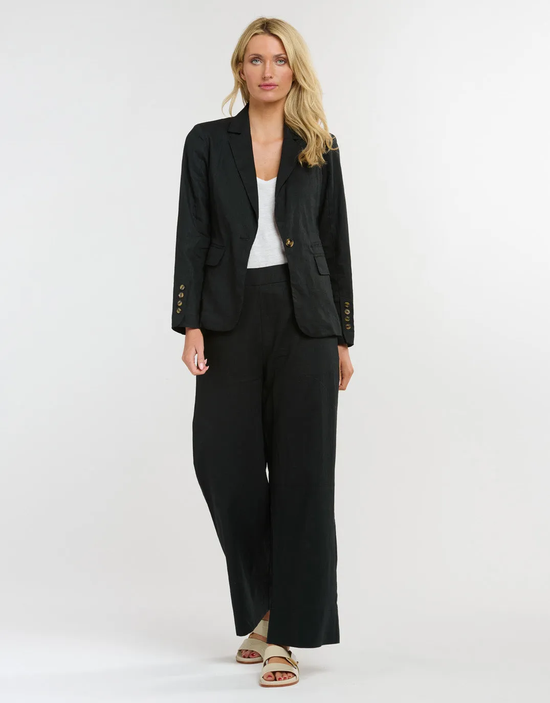 Portofino Linen Blazer - Black