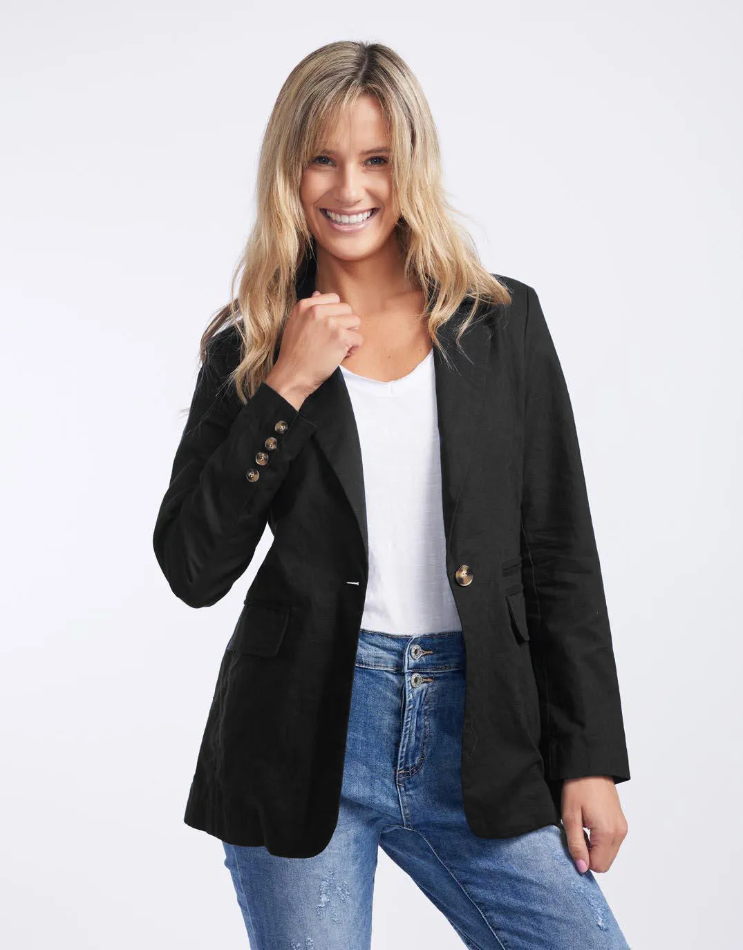 Portofino Linen Blazer - Black