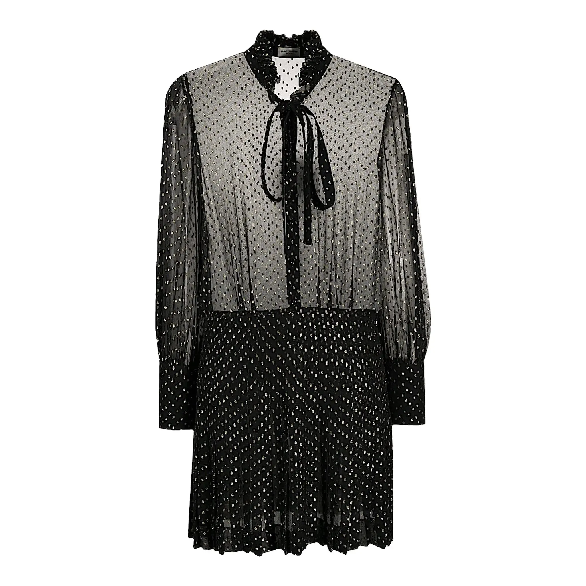 Saint Laurent Semi-Sheer Pleated Dress