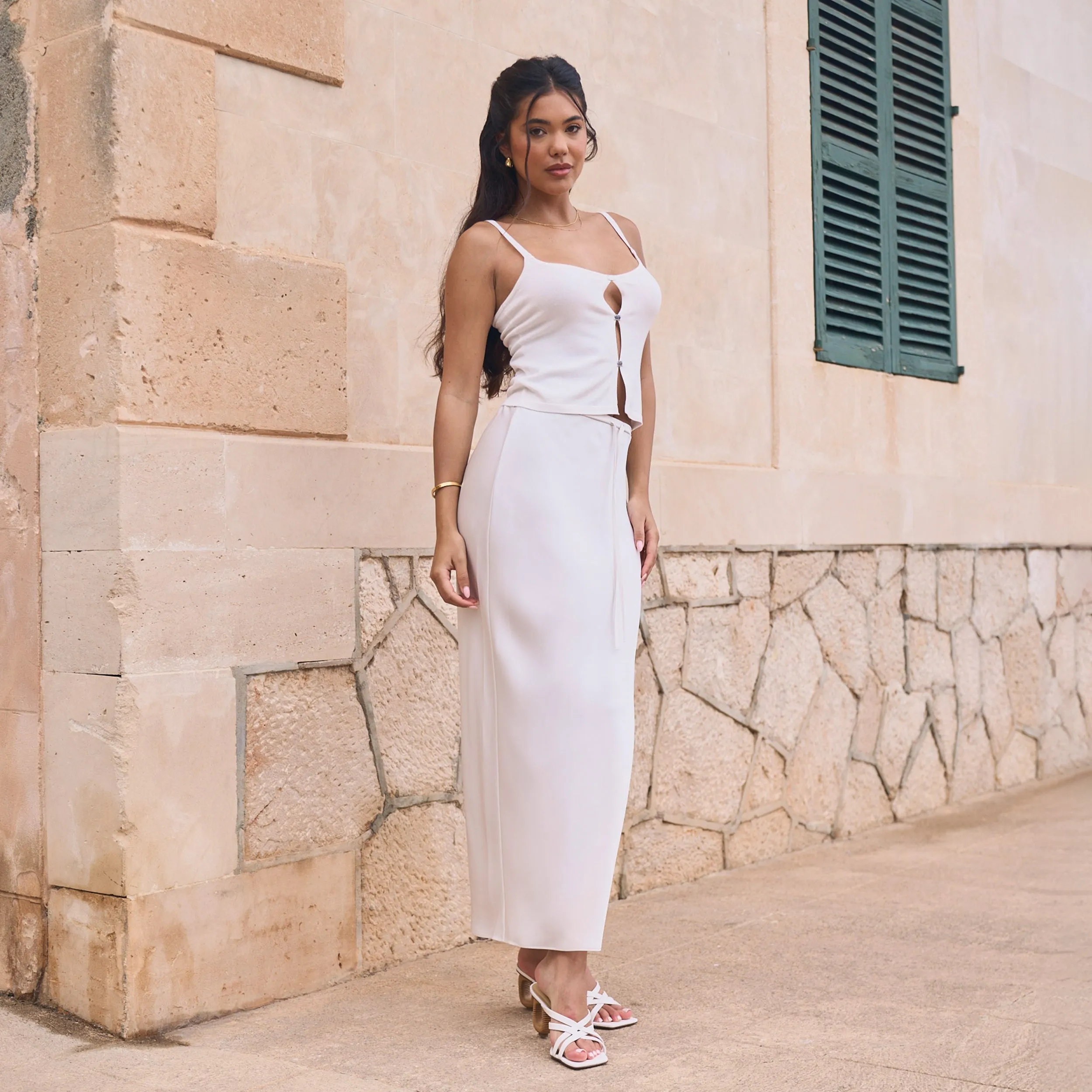 Satin Maxi Skirt - Off White