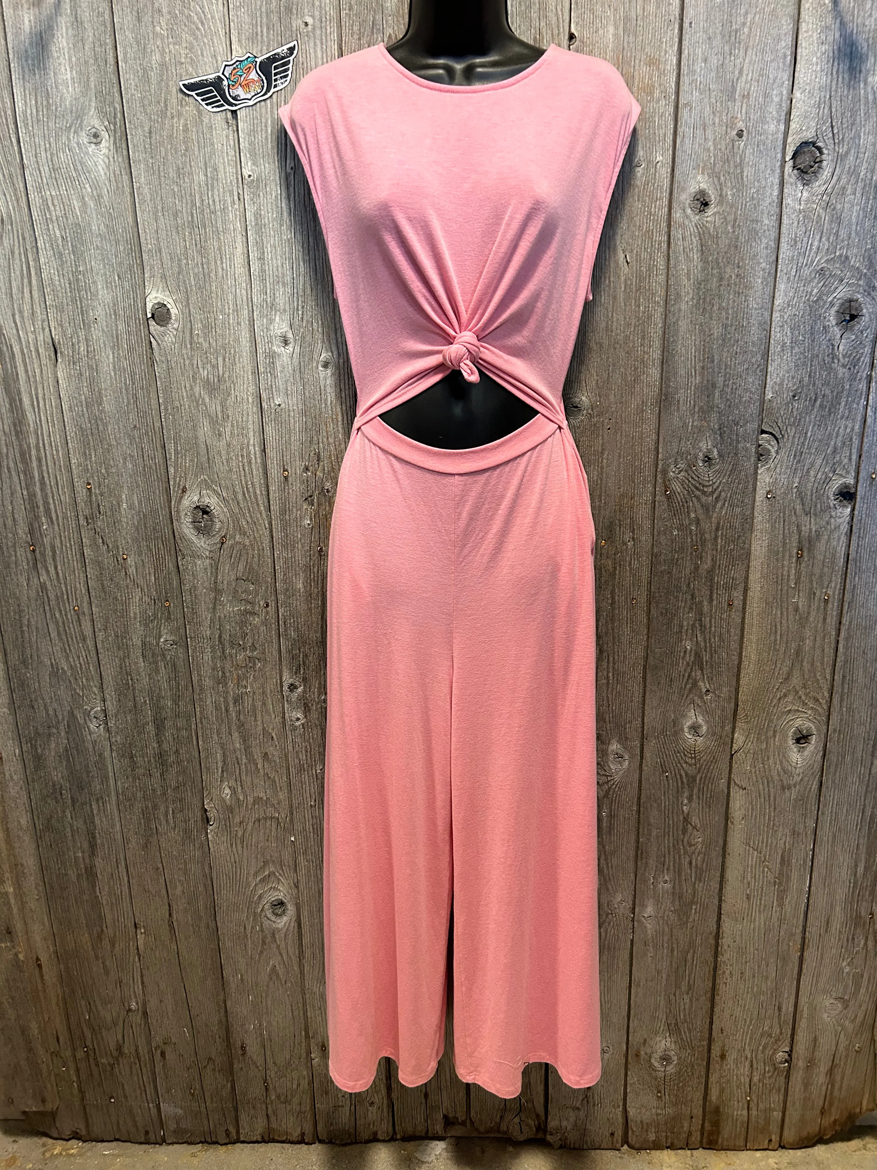 Tie Back Pink Jumpsuit