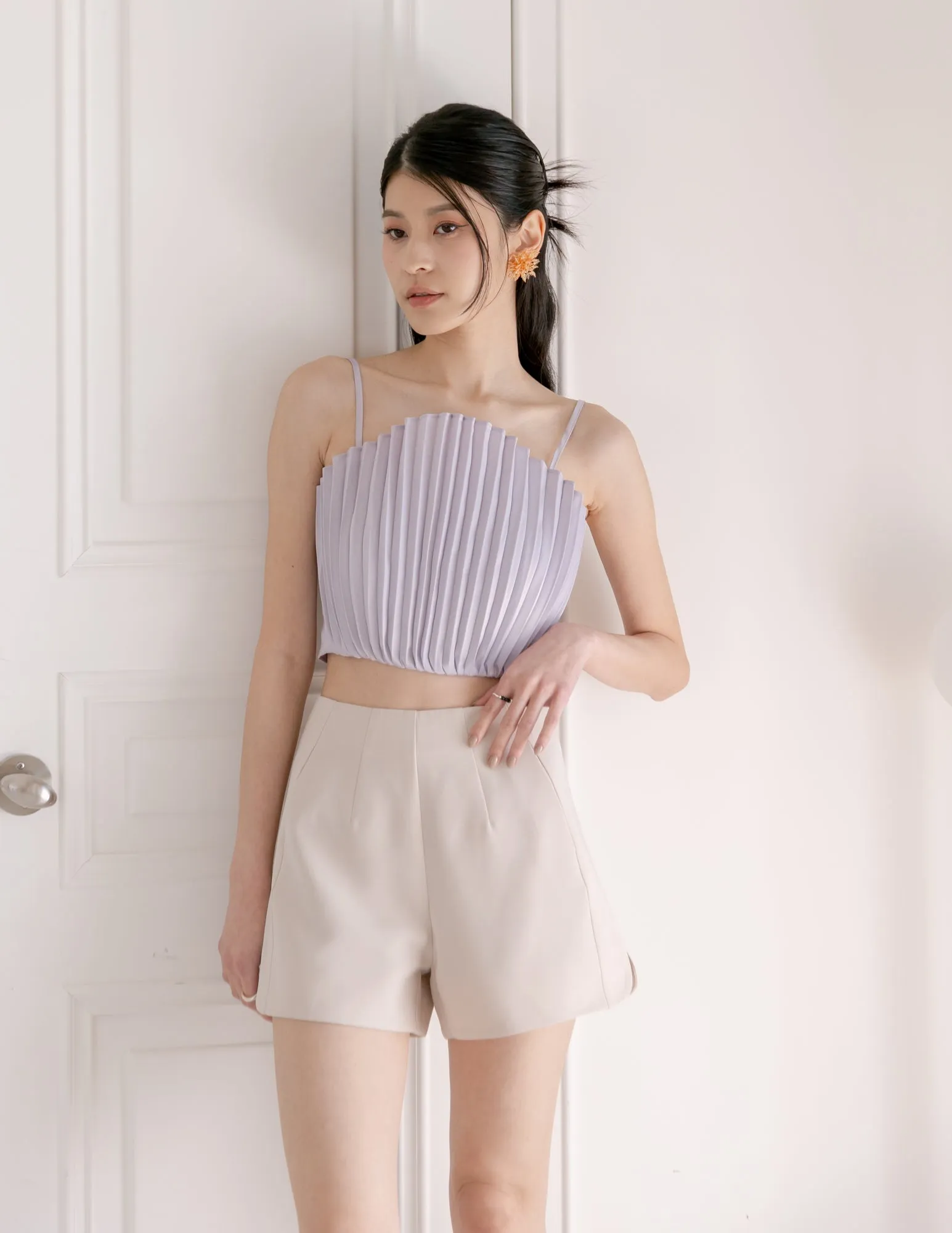 Zoya Pleated Top in Lilac